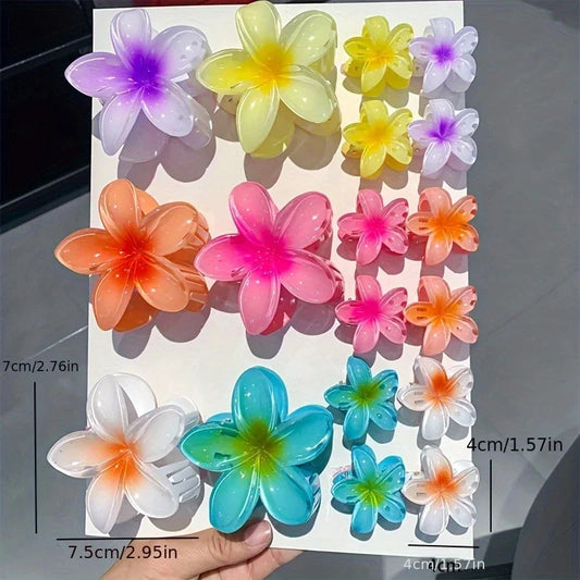 18Pcs Gradient Candy Color Flower Hair Clips – Cute Hair Accessories for Ponytails & Daily Use