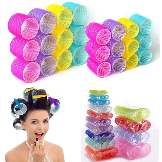 elf-Grip Hair Rollers – Jumbo Hook & Loop Heatless Curlers (6 pcs Set)