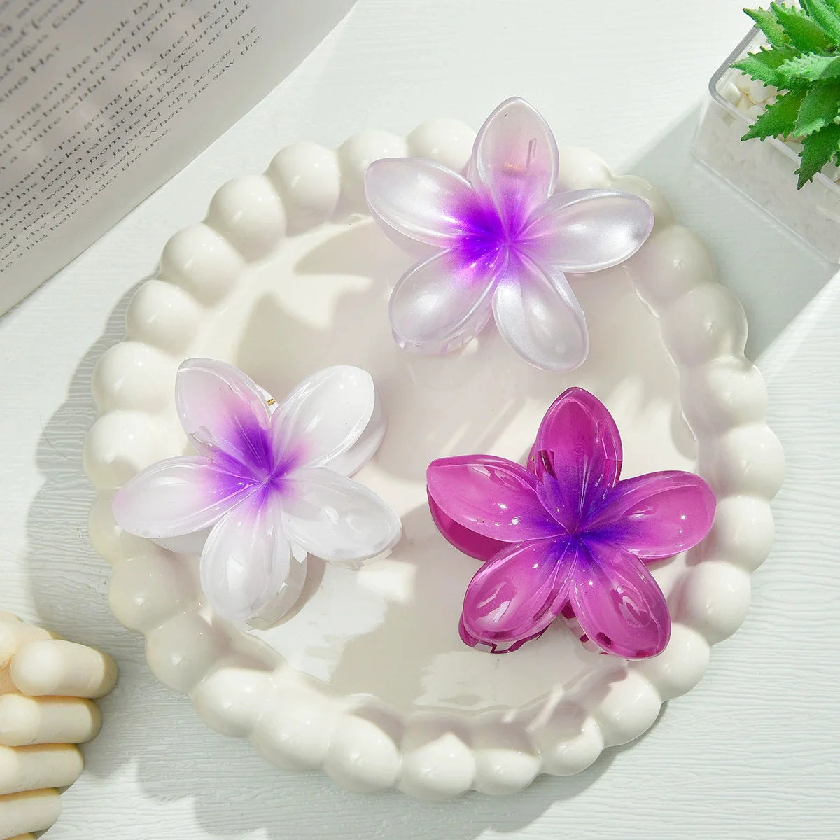 18Pcs Gradient Candy Color Flower Hair Clips – Cute Hair Accessories for Ponytails & Daily Use