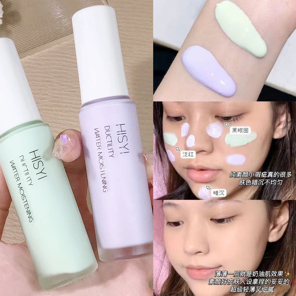 HISYI Silky Clear Isolation Cream – Color Correcting Makeup Primer (Natural, Green, Purple)