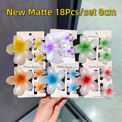 18Pcs Gradient Candy Color Flower Hair Clips – Cute Hair Accessories for Ponytails & Daily Use