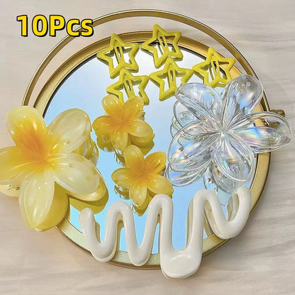 18Pcs Gradient Candy Color Flower Hair Clips – Cute Hair Accessories for Ponytails & Daily Use