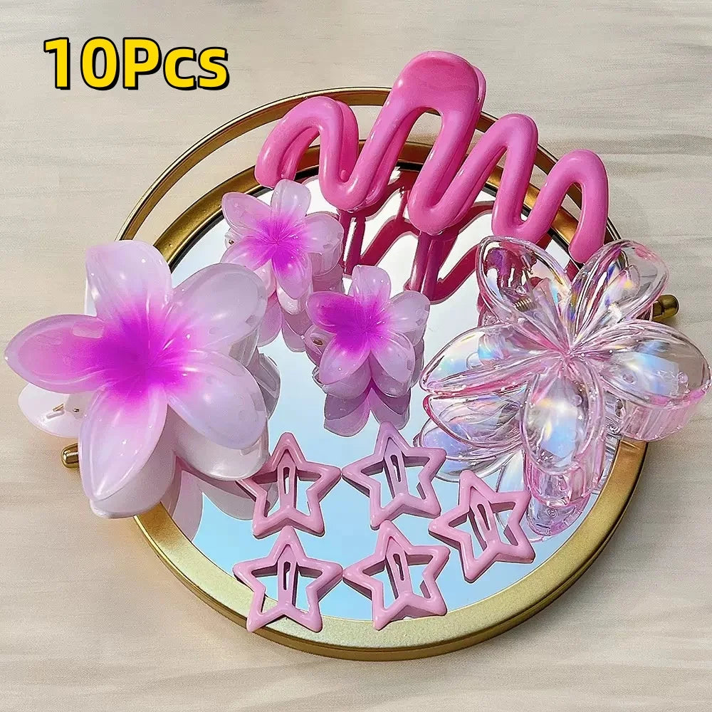 18Pcs Gradient Candy Color Flower Hair Clips – Cute Hair Accessories for Ponytails & Daily Use