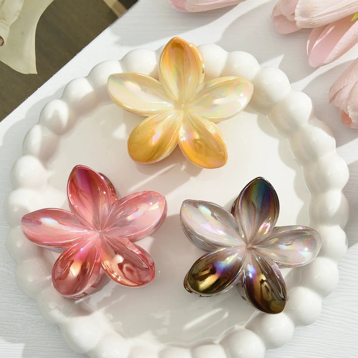 18Pcs Gradient Candy Color Flower Hair Clips – Cute Hair Accessories for Ponytails & Daily Use