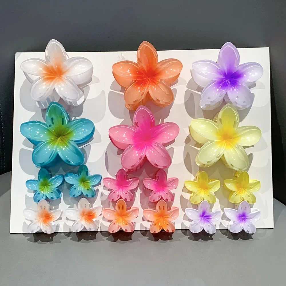 18Pcs Gradient Candy Color Flower Hair Clips – Cute Hair Accessories for Ponytails & Daily Use
