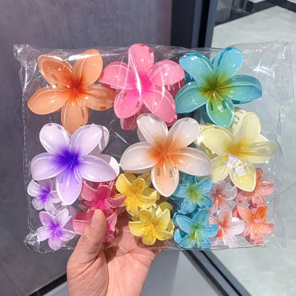 18Pcs Gradient Candy Color Flower Hair Clips – Cute Hair Accessories for Ponytails & Daily Use