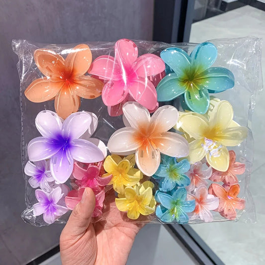 18Pcs Gradient Candy Color Flower Hair Clips – Cute Hair Accessories for Ponytails & Daily Use
