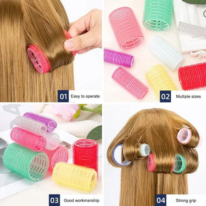 elf-Grip Hair Rollers – Jumbo Hook & Loop Heatless Curlers (6 pcs Set)