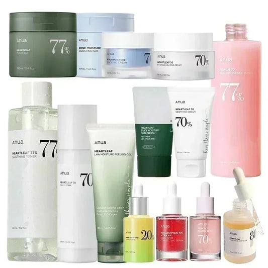 Korean Heartleaf Anua Anti-Aging Skin Care Set – Toner, Essence, Emulsion & Deep Cleansing Facial Wash