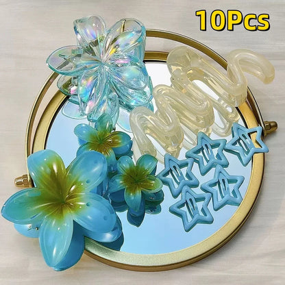 18Pcs Gradient Candy Color Flower Hair Clips – Cute Hair Accessories for Ponytails & Daily Use