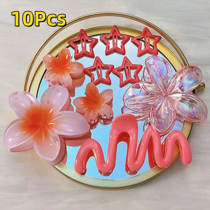 18Pcs Gradient Candy Color Flower Hair Clips – Cute Hair Accessories for Ponytails & Daily Use
