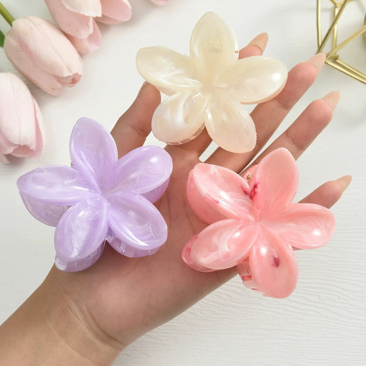 18Pcs Gradient Candy Color Flower Hair Clips – Cute Hair Accessories for Ponytails & Daily Use