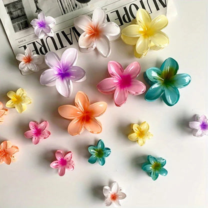 18Pcs Gradient Candy Color Flower Hair Clips – Cute Hair Accessories for Ponytails & Daily Use