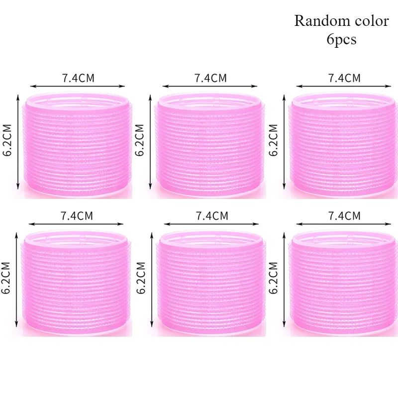 elf-Grip Hair Rollers – Jumbo Hook & Loop Heatless Curlers (6 pcs Set)